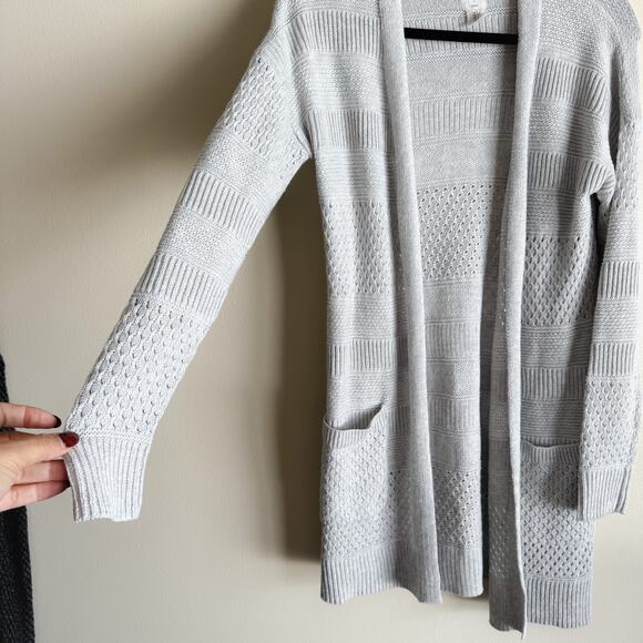 Joie Light Grey Long Sleeve Pocket Open Front Cotton Cardigan Sweater Small - Picture 2 of 7